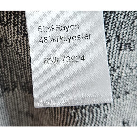 MISOOK Women's L Dress Midi Brushstroke Pattern Black Gray Tie Belt Knit Classic - Picture 9 of 9